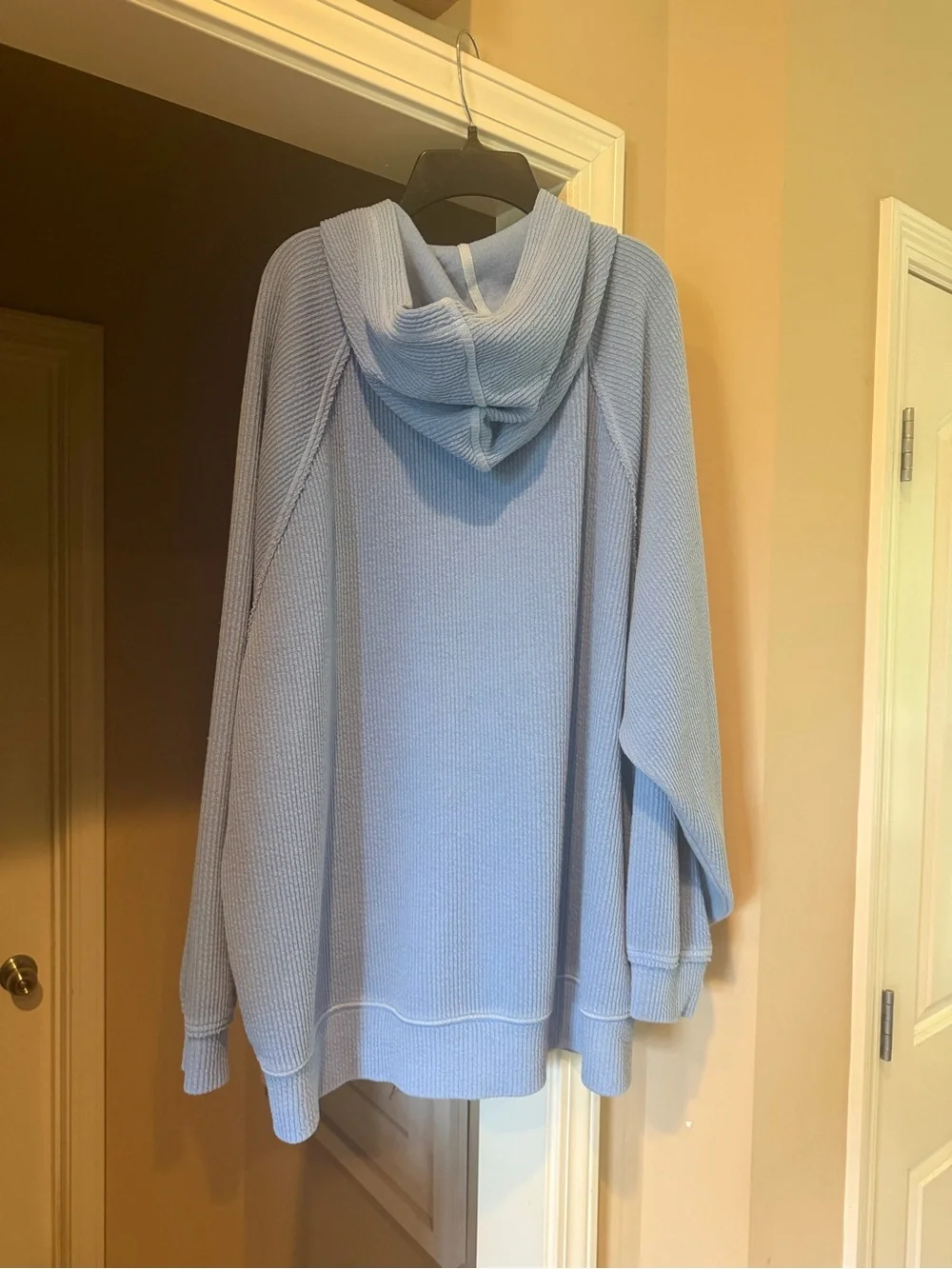 aerie Soft Light Blue Hooded Knit Super Oversized Zip-Up - Picture 4 of 4